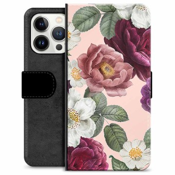 Custodia a Portafoglio Premium per iPhone 13 Pro - Fiori Romantici