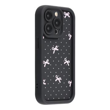 Custodia antiurto in TPU per iPhone 13 Pro con bordi rialzati - Nero / Fiocco a pois