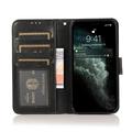 Custodia a portafoglio 2 in 1 in stile vintage per iPhone 13 con coperchio rimovibile - Nera