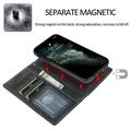 Custodia a portafoglio 2 in 1 in stile vintage per iPhone 13 con coperchio rimovibile - Nera