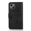 Custodia a portafoglio 2 in 1 in stile vintage per iPhone 13 con coperchio rimovibile - Nera