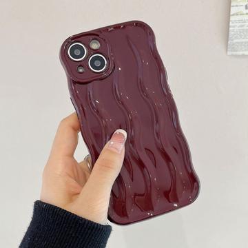 Custodia 3D Linear Wavy per iPhone 14 - Rosso vino