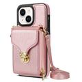 Custodia iPhone 14 Plus Tutto in uno con portafoglio e cinturino - Oro rosa