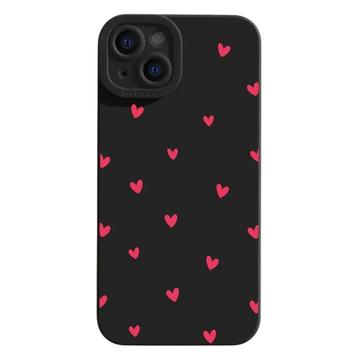 Custodia sottile in TPU con motivo a cuore per iPhone 14 Plus - Nera / Rossa