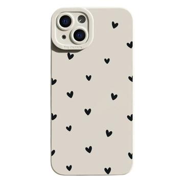 Custodia sottile in TPU con motivo a cuore per iPhone 14 Plus - Bianca / Nera