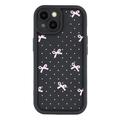Custodia antiurto in TPU per iPhone 14 Plus con bordi rialzati - Nero / Fiocco a pois