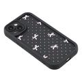 Custodia antiurto in TPU per iPhone 14 Plus con bordi rialzati - Nero / Fiocco a pois