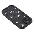 Custodia antiurto in TPU per iPhone 14 Plus con bordi rialzati - Nero / Fiocco a pois