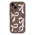 Custodia elegante in TPU antiurto per iPhone 14 Plus con bordi rialzati - Marrone / Grande fiocco