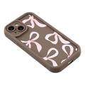 Custodia elegante in TPU antiurto per iPhone 14 Plus con bordi rialzati - Marrone / Grande fiocco