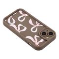 Custodia elegante in TPU antiurto per iPhone 14 Plus con bordi rialzati - Marrone / Grande fiocco