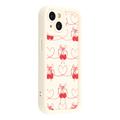 Custodia antiurto in TPU per iPhone 14 Plus con bordi rialzati - Bianca / Ciliegie con fiocco