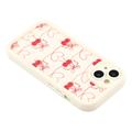 Custodia antiurto in TPU per iPhone 14 Plus con bordi rialzati - Bianca / Ciliegie con fiocco