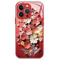Custodia ibrida per iPhone 14 Pro con bouquet di fiori - Rossa