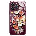 Custodia ibrida per iPhone 14 Pro con bouquet di fiori - Rosso vino