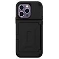 Custodia Ibrida per iPhone 14 Pro con Specchio Nascosto e Slot per Schede - Nero
