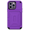 Custodia Ibrida per iPhone 14 Pro con Specchio Nascosto e Slot per Schede - Viola