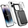 Set di protezione MagSafe 4 in 1 per iPhone 14 Pro Max con porta carte - Nero