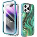 Custodia ibrida per iPhone 14 Pro Max Ahastyle WE13 Protezione 360 - Marmo verde