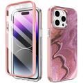 iPhone 14 Pro Max Ahastyle WE13 Custodia ibrida con protezione 360 - Marmo viola