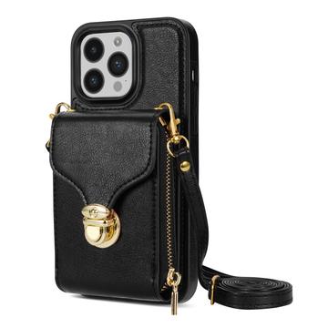 Custodia iPhone 14 Pro Max Tutto in uno con portafoglio e cinturino