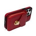Custodia iPhone 14 Pro Max Tutto in uno con portafoglio e cinturino - Rossa