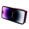 Custodia iPhone 14 Pro Max Tutto in uno con portafoglio e cinturino - Rossa