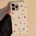 Custodia in TPU con motivo ciliegia per iPhone 14 Pro Max - Bianca