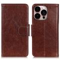 Custodia a portafoglio per iPhone 14 Pro Max serie elegante - marrone