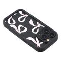 Custodia antiurto in TPU per iPhone 14 Pro Max con bordi rialzati - Nera / Grande fiocco