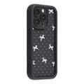 Custodia antiurto in TPU per iPhone 14 Pro Max con bordi rialzati - Nero / Fiocco a pois