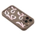 Custodia elegante in TPU antiurto per iPhone 14 Pro Max con bordi rialzati - Marrone / Grande fiocco