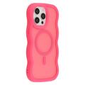Custodia ibrida magnetica con bordo ondulato per iPhone 14 Pro Max - Rosa caldo