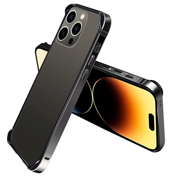 JASUBAI Custodia paraurti in metallo con telaio in alluminio per iPhone 16 Pro Max, paraurti sottile in metallo con interno morbido in TPU, custodia protettiva antiurto (grigio titanio