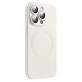 Cover in silicone per iPhone 14 Pro con protezione della fotocamera - Compatibile con MagSafe - Bianco