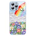 Custodia ibrida iPhone 14 Pro Sorriso e arcobaleno - Blu