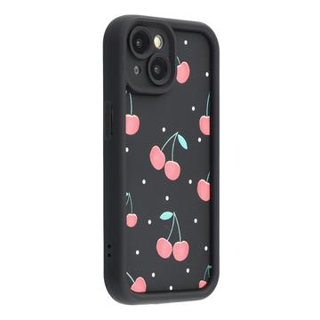 Custodia antiurto in TPU per iPhone 14 con bordi rialzati - Nera / Ciliegie