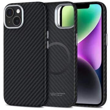 Custodia in plastica per iPhone 14 Tech-Protect Ion Carbon - Compatibile con MagSafe - Nera / Argenta
