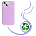 Custodia Biodegradabile Serie String per iPhone 14 con Cinturino - Viola