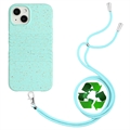 Custodia Biodegradabile Serie String per iPhone 14 con Cinturino - Azzurro