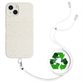 Custodia Biodegradabile Serie String per iPhone 14 con Cinturino - Bianca