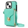 Custodia iPhone 15 Tutto in uno con portafoglio e cinturino - Menta