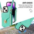 Custodia iPhone 15 Tutto in uno con portafoglio e cinturino - Menta