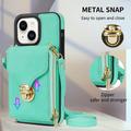 Custodia iPhone 15 Tutto in uno con portafoglio e cinturino - Menta