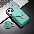 Custodia iPhone 15 Tutto in uno con portafoglio e cinturino - Menta