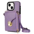 Custodia iPhone 15 Tutto in uno con portafoglio e cinturino - Viola