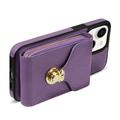 Custodia iPhone 15 Tutto in uno con portafoglio e cinturino - Viola