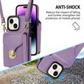 Custodia iPhone 15 Tutto in uno con portafoglio e cinturino - Viola