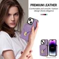 Custodia iPhone 15 Tutto in uno con portafoglio e cinturino - Viola