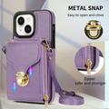 Custodia iPhone 15 Tutto in uno con portafoglio e cinturino - Viola